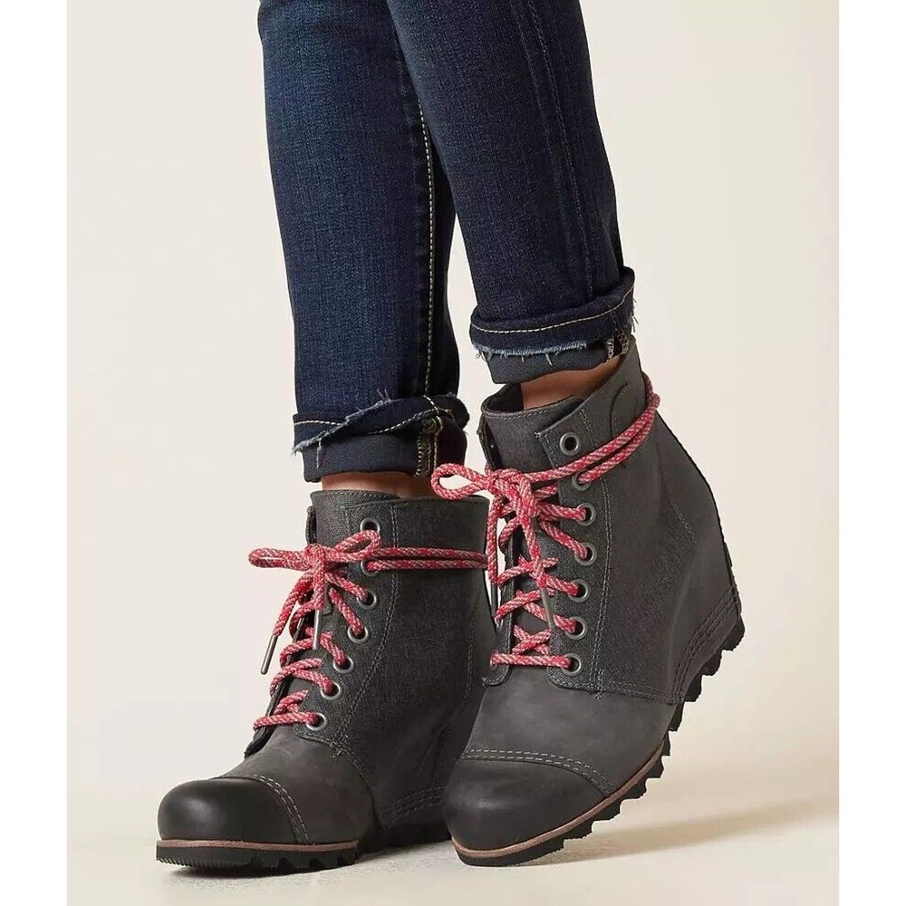 Sorel PDX Wedge Ankle Boots Women Size 8 Shoes Waterproof Lace Up Comfort